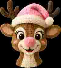 Faux Crochet Pink Reindeer