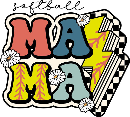 Retro Softball Mama Lightening