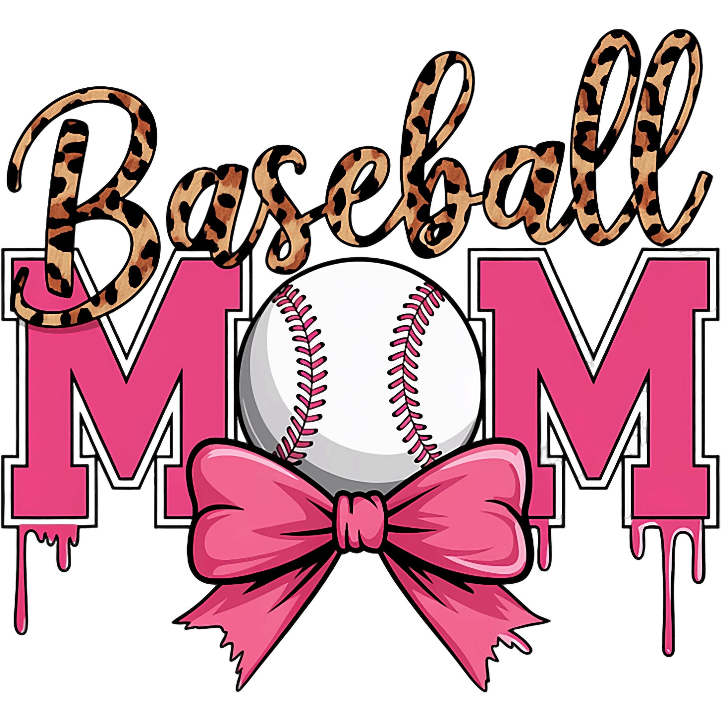 Leopard & Pink Baseball Mom