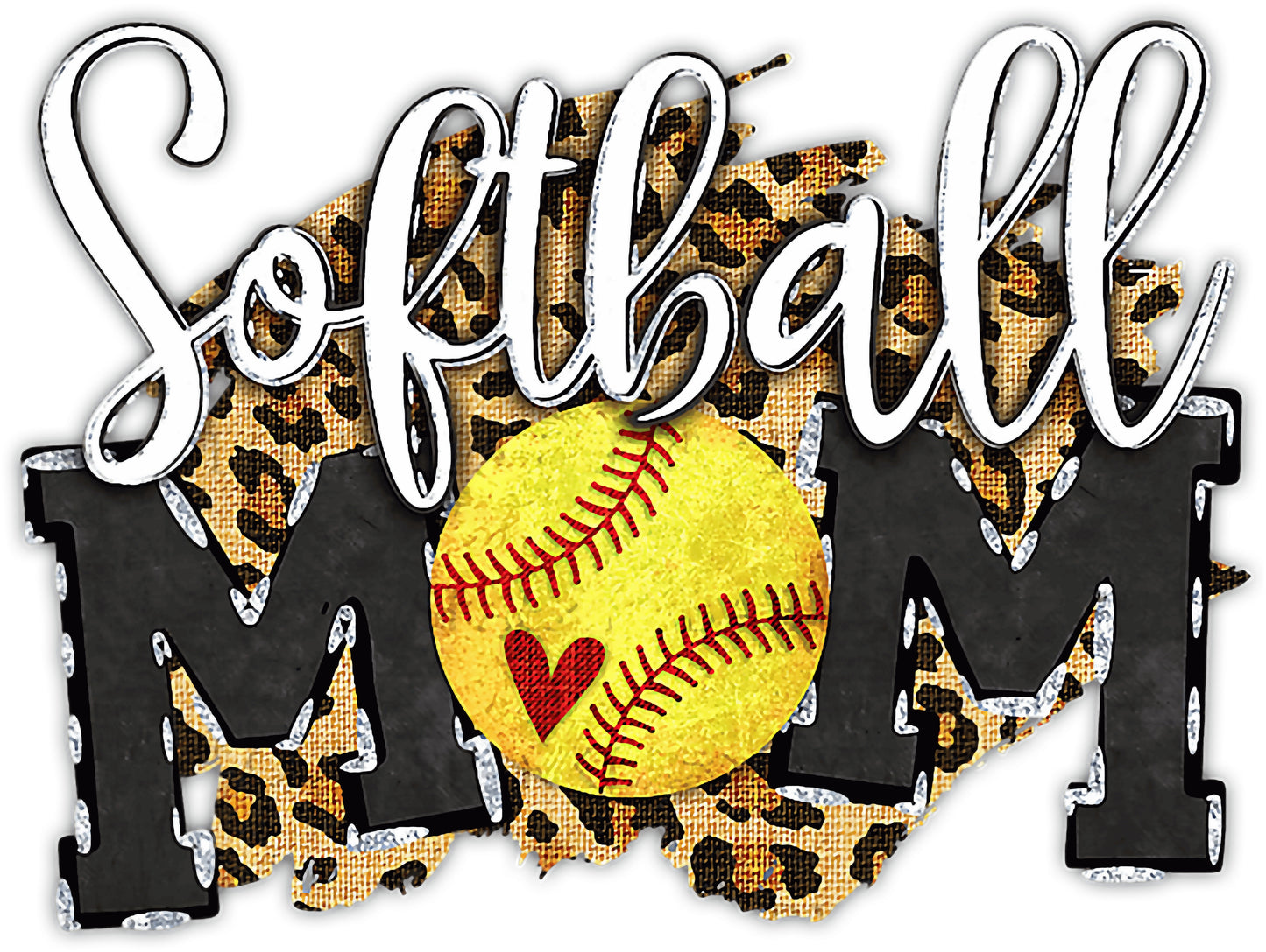 Softball Mom Leopard heart