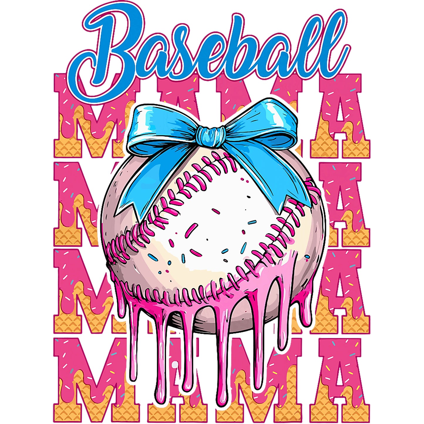 Baseball Mama Ice Cream Bow