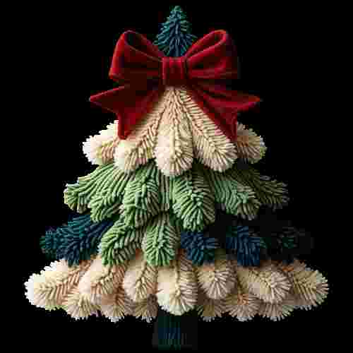 Faux Crochet Christmas Tree with Bow