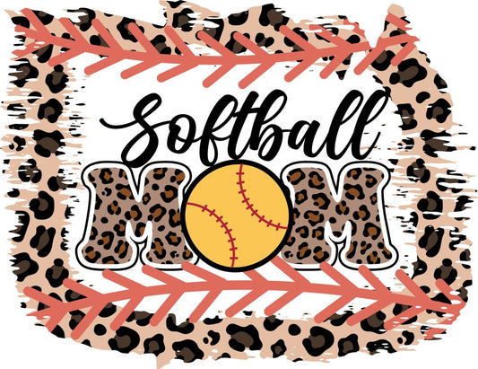 Leopard Square Softball Mom