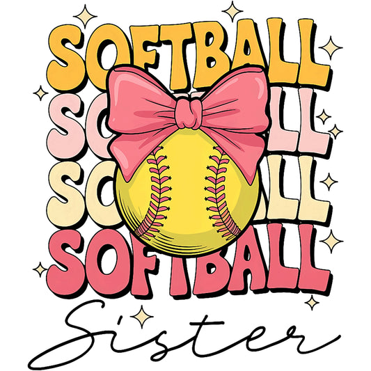 Pink Bow Softball Sister