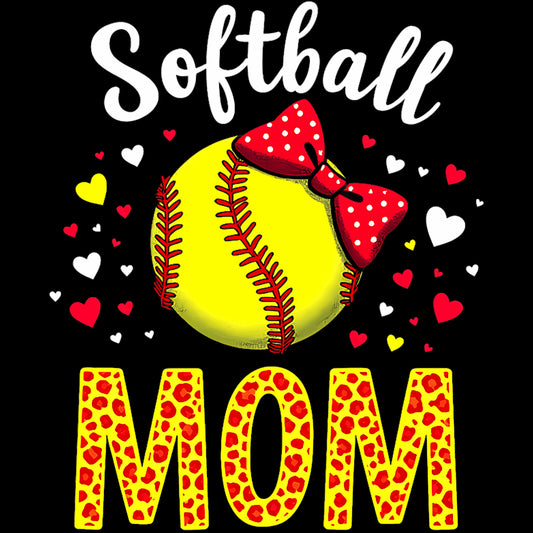 Softball Mom Bow Heart