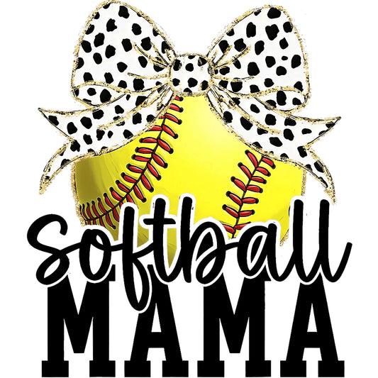 Black/White Dot Bow Softball Mama