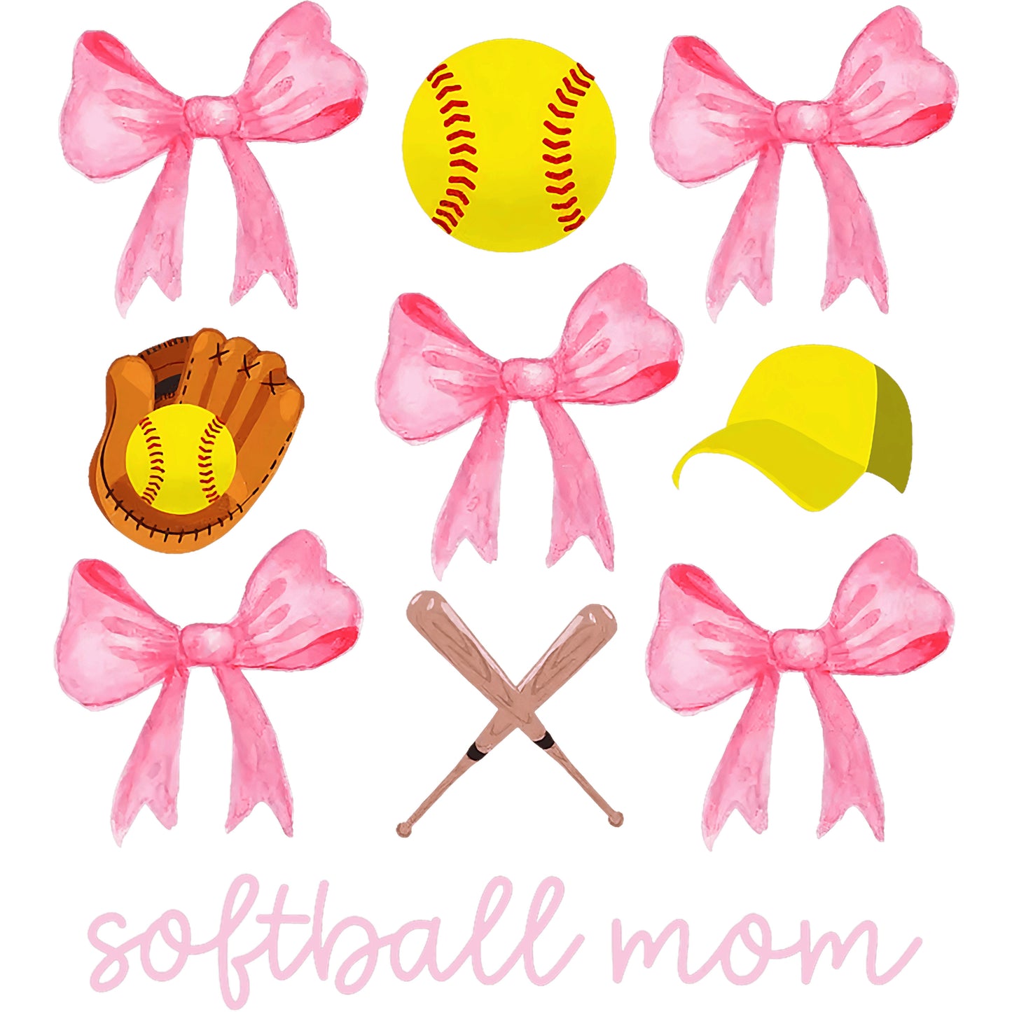 Softball mom 4 Pink bow