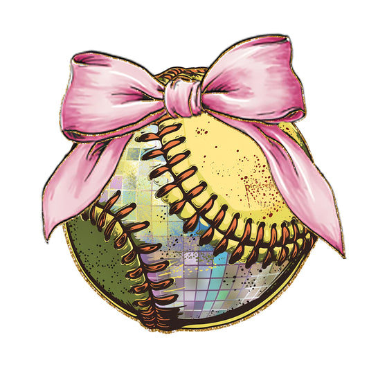 Disco Softball Pink Bow