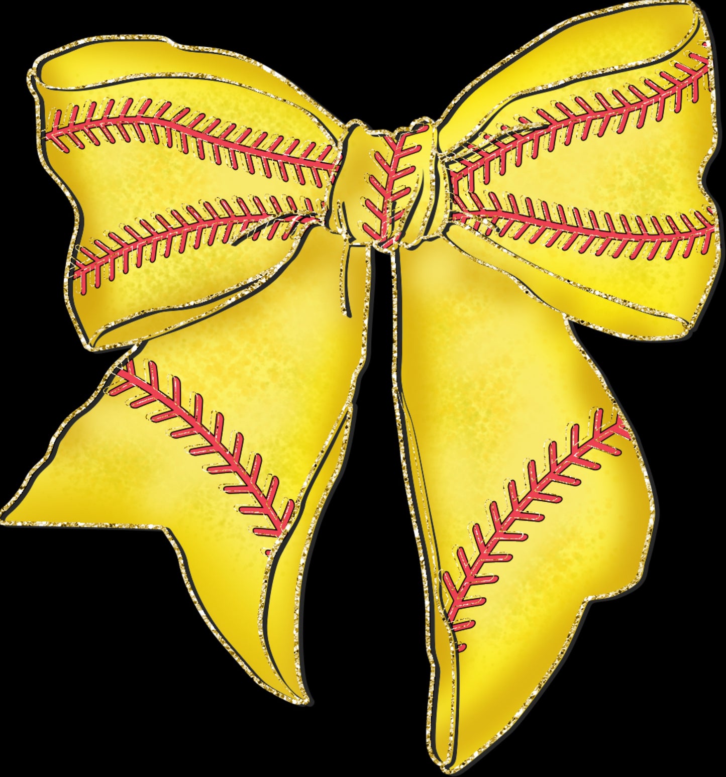 Softball Bow Gold Outline