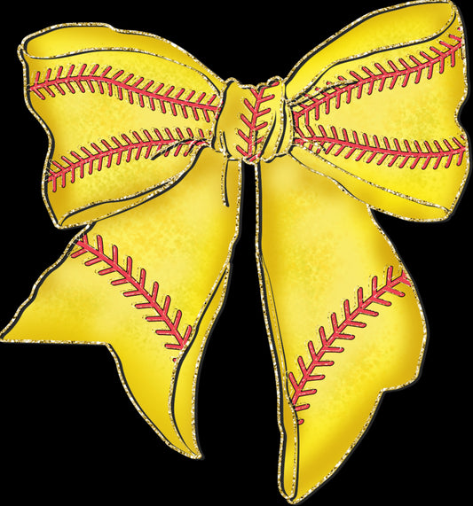 Softball Bow Gold Outline