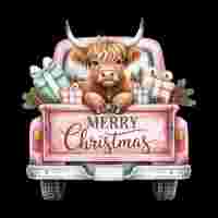 Highland Cow Christmas PNG
