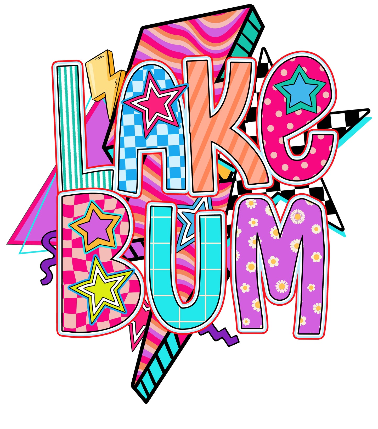 Retro Lightning Bolt Lake Bum