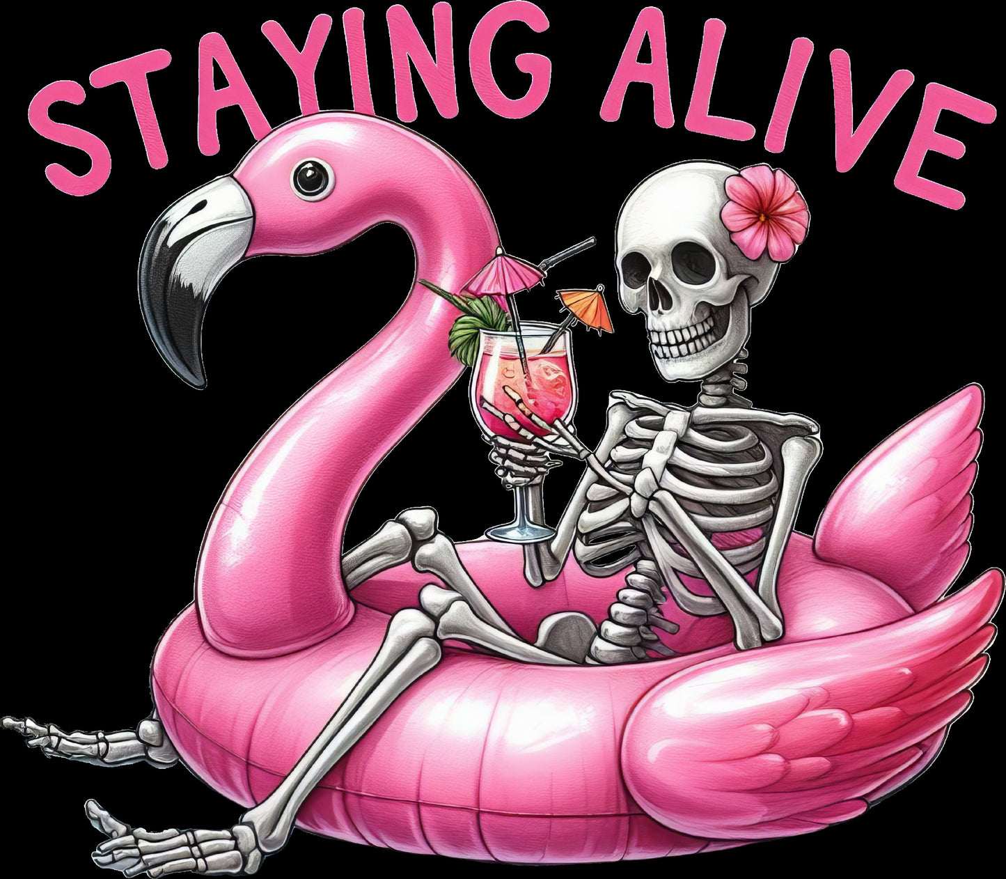 Stay Alive Skeleton Flamingo