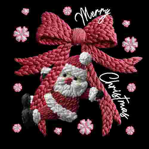 Faux Crochet Bow Santa