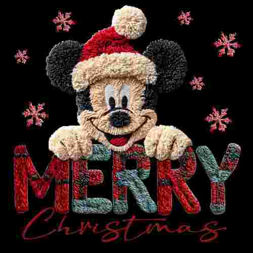 Faux Crochet Merry Christmas Mickey