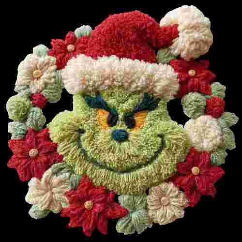 Faux Crochet Grinch Wreath