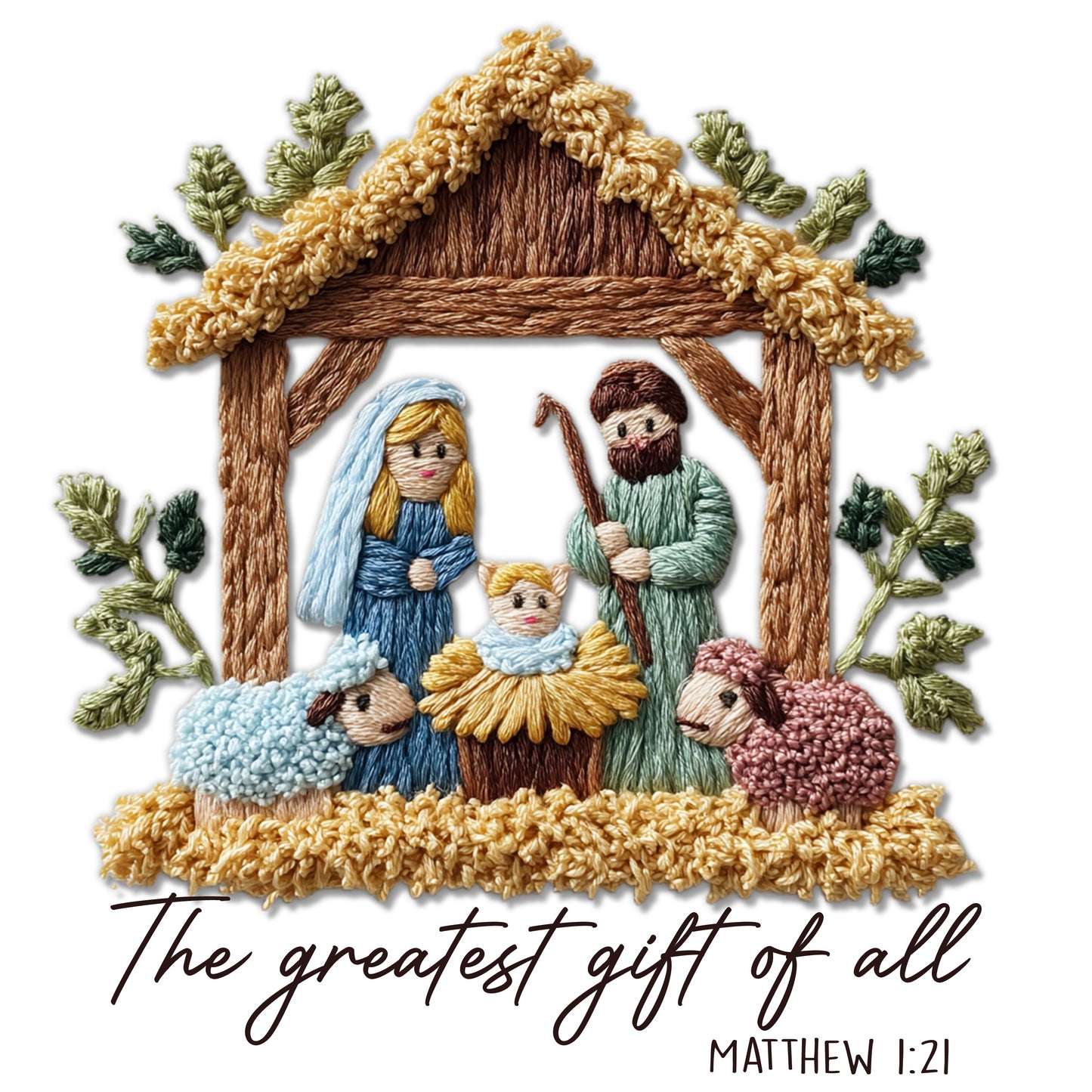 Faux Crochet Nativity Scene