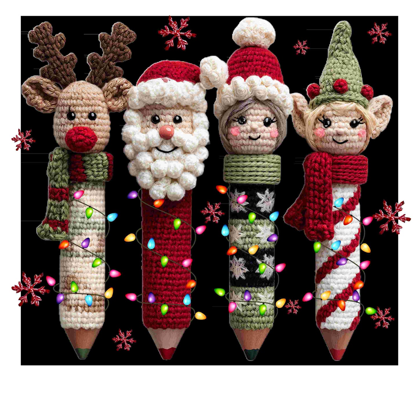 Faux Crochet Christmas Pencils