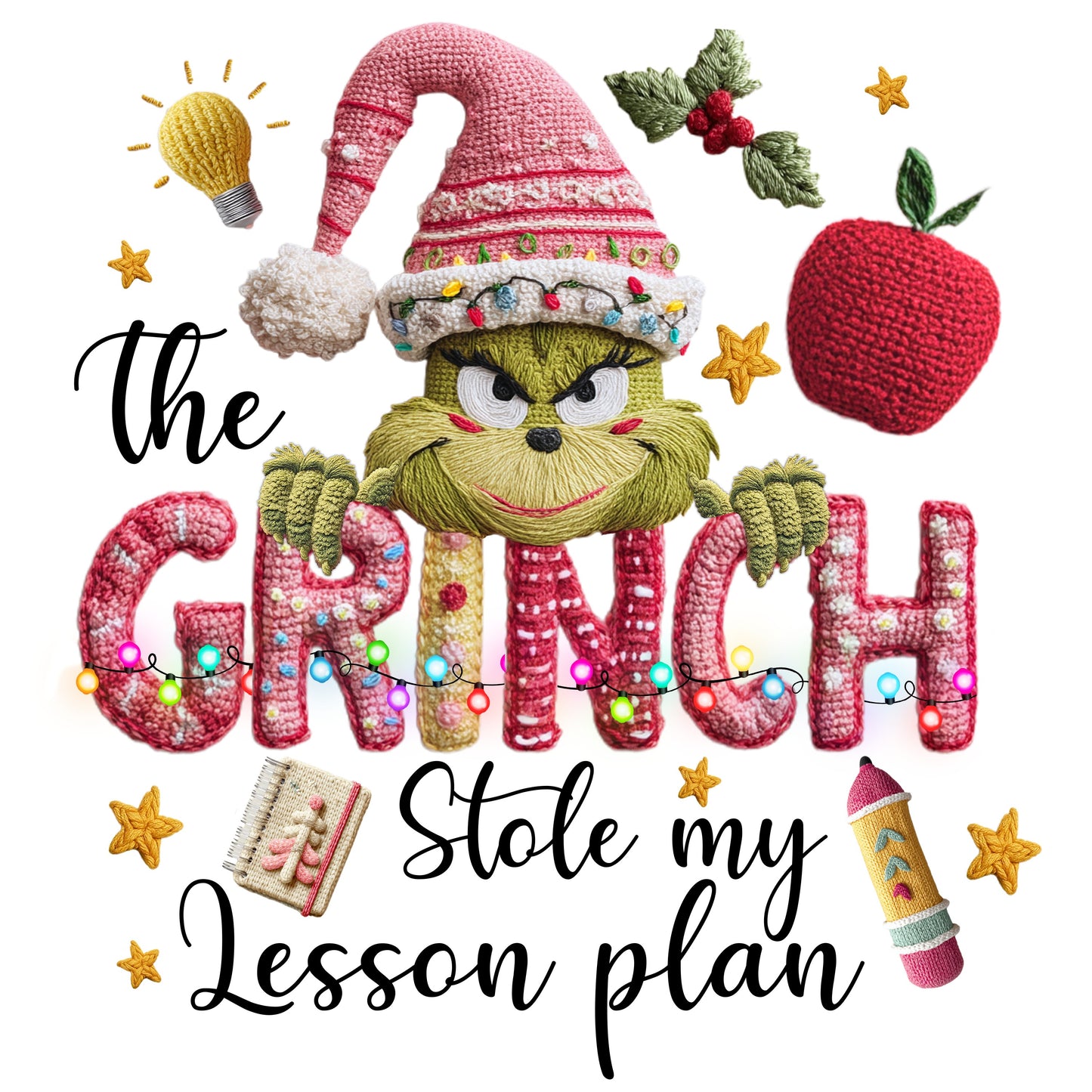 Faux Crochet Teacher Grinch
