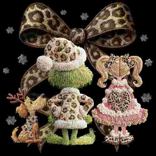 Faux Crochet Leopard Bow with Grinch