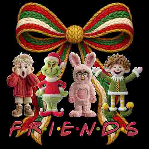 Faux Crochet Bow Christmas Friends
