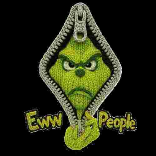 Faux Crochet Eww People Zipper Grinch