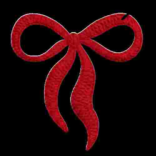 Faux Crochet Red Bow
