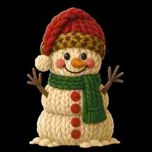 Faux Crochet Cute Snowman