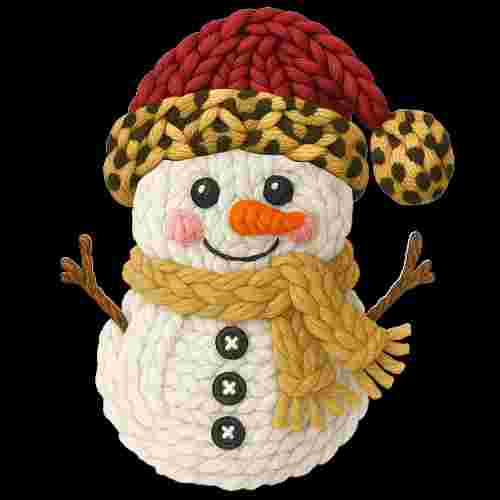 Faux Crochet Snowman in Leopard gold