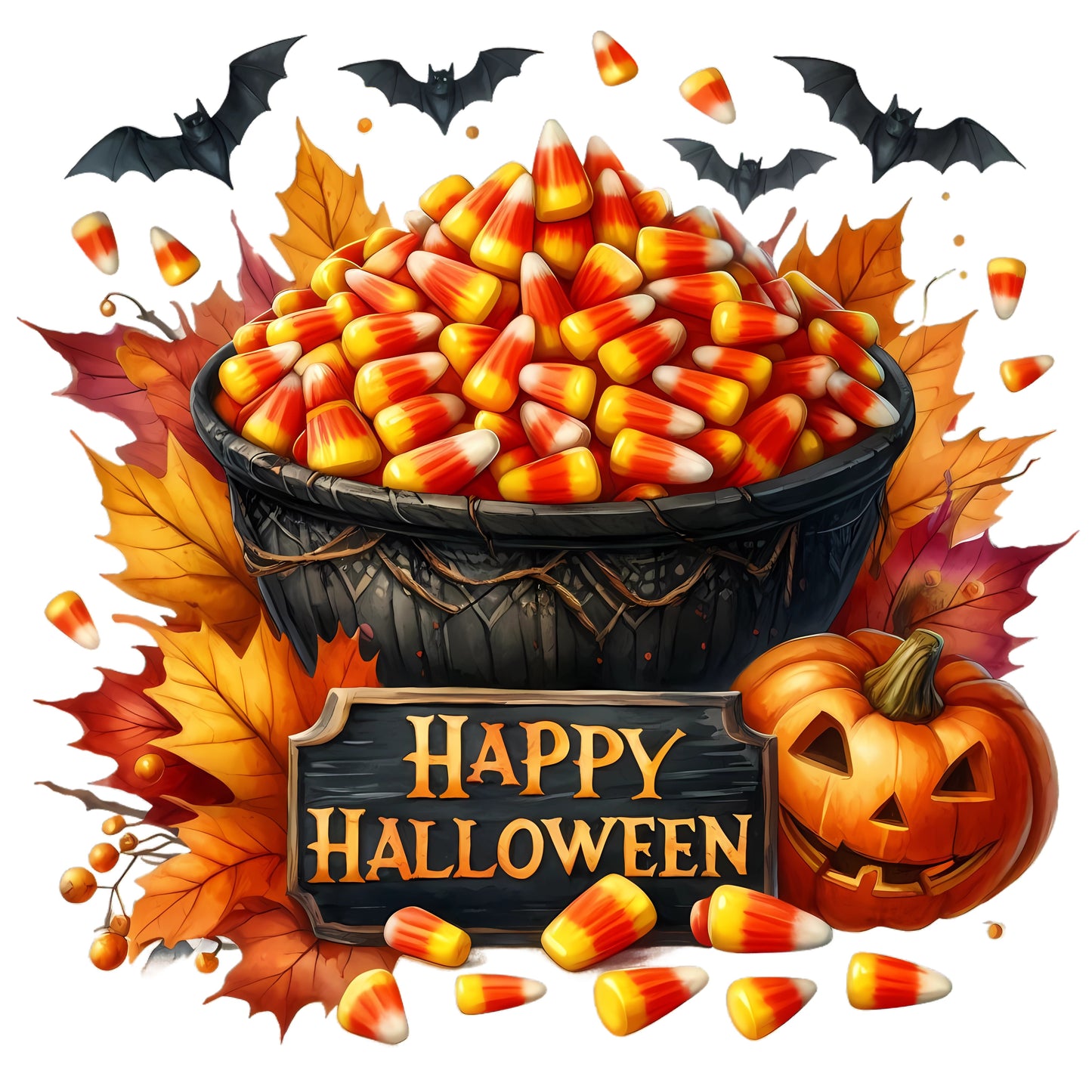 Candy Corn with Bat