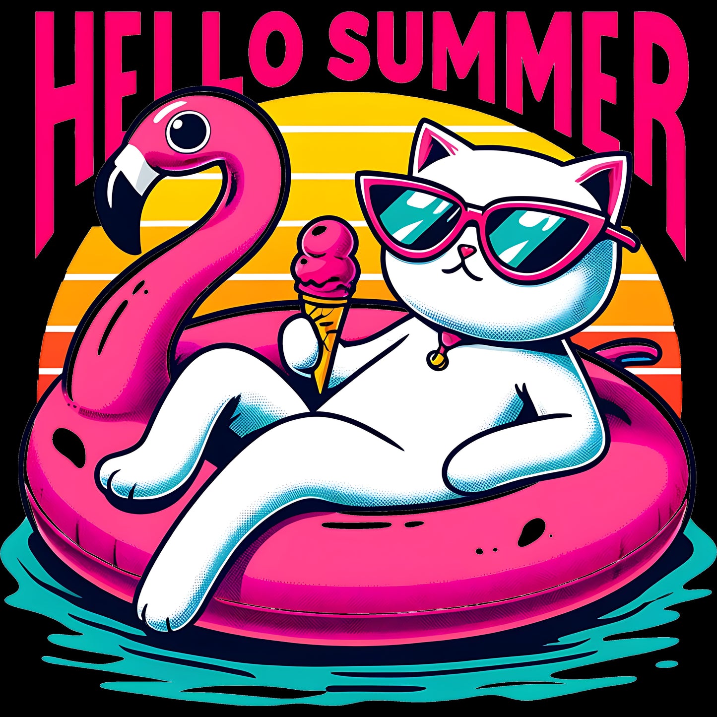 Hello Summer White Cat