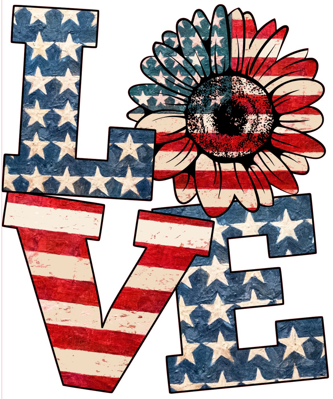 Love Sunflower American Flag