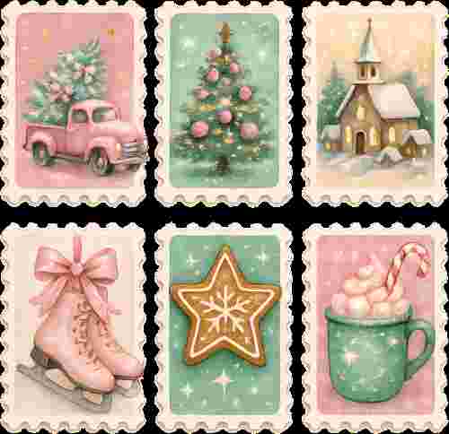 Pink Holiday Stamps