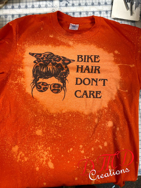 Messy Bun Bike Hair Don't Care Sublimation Bleached Shirt