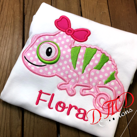 Chameleon with a bow shirt, Cute Girl Chameleon Shirt - DMDCreations