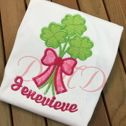 Clover with Bow Shirt, St Patrick Day Shirt, Four leaf clover bow shirt - DMDCreations