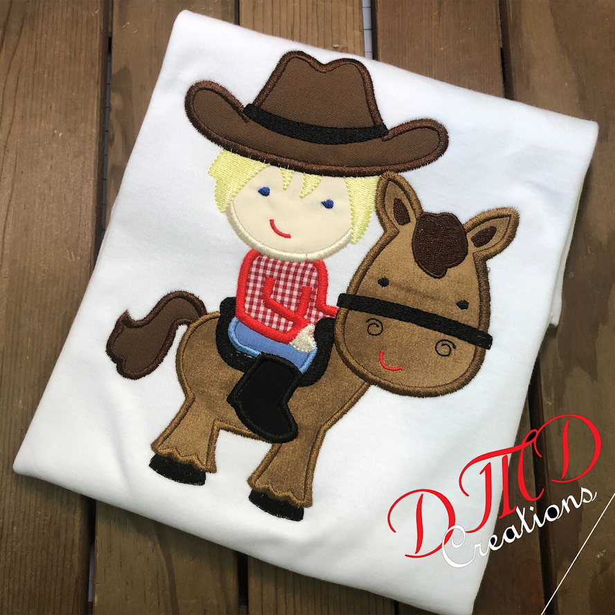 Yee Haw Cowboy Applique Shirt, Cowboy with Pony Shirt - DMDCreations
