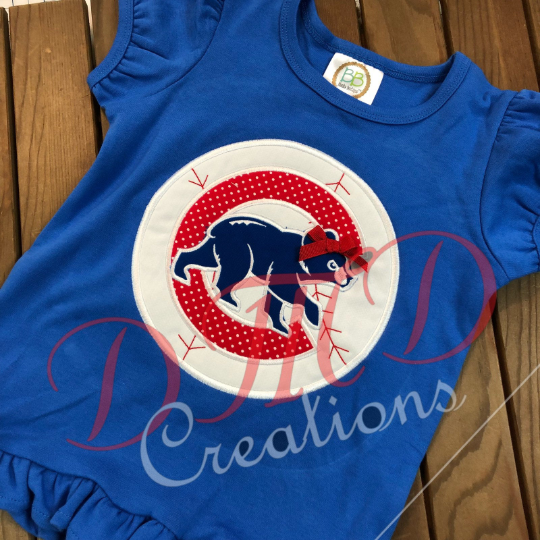 Cubs Inspired Shirt, Cubs Baseball Applique Shirt, - DMDCreations