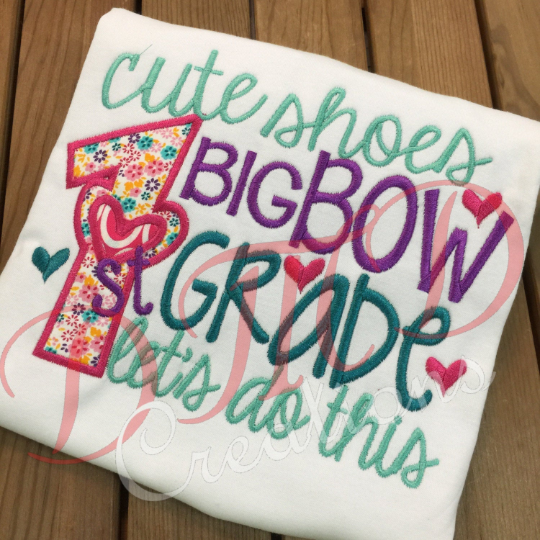 Cute Shoes and Big Bow Shirt, Grade Shirt for Girls, First Day of School shirt - DMDCreations