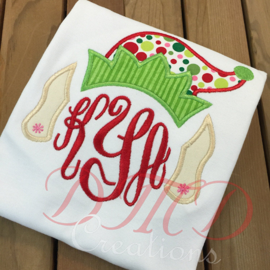 Elf With monogram shirt, Monogram Elf Shirt,  Christmas Themed Shirt - DMDCreations