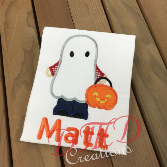 Ghost Boy Applique Shirt, Halloween Shirt , - DMDCreations