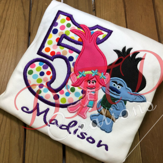 Poppy and Branch birthday shirt, Troll Birthday Shirt - DMDCreations