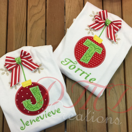 Initial Ornament Shirt, Christmas ornament Shirt - DMDCreations