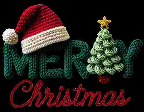 Faux Crochet Merry Christmas Santa Hat