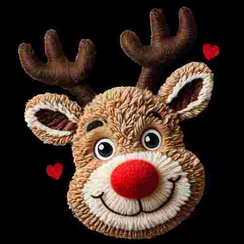 Faux Crochet Reindeer Face