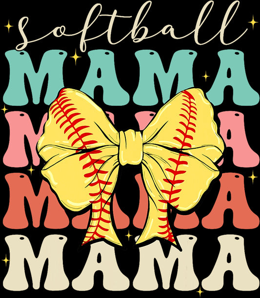 Softball Mama Bubble Bow