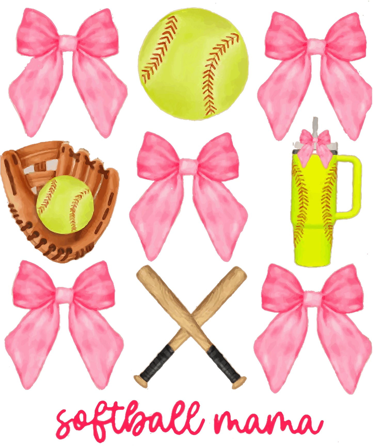 Softball Mama Pink Bows