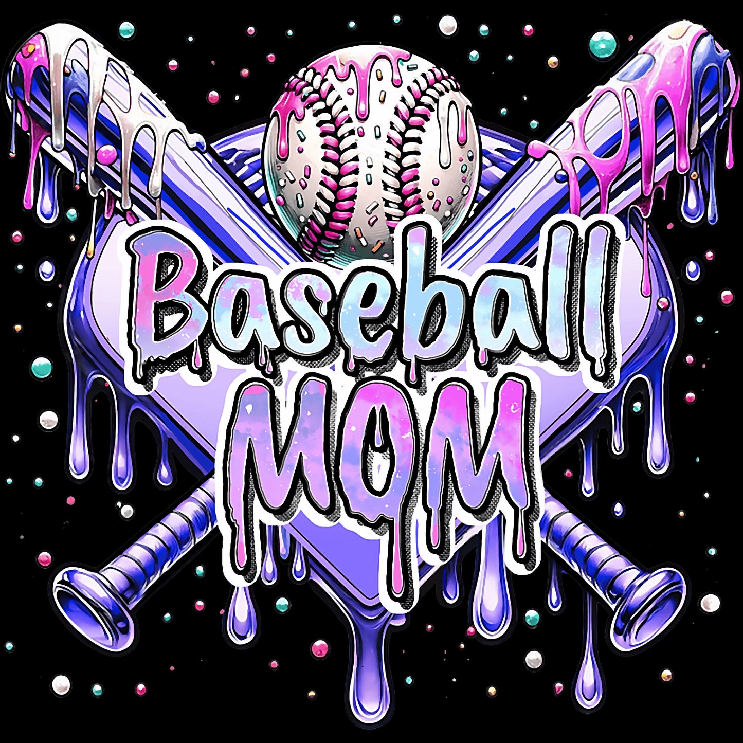 Purple Drip Baseball Mom