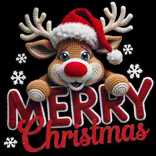Faux Crochet Merry Christmas Reindeer
