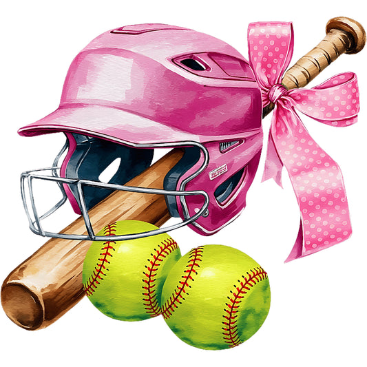Pink Helmet Bat and Softball